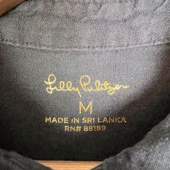 LILLY PULITZER WOMENS BLACK LINEN BLOUSE SIZE M - Picture 4 of 10